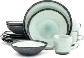 Diana 16 Piece Modern Dinnerware Set - Grey/turquoise