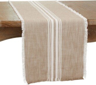 Saro Lifestyle Striped Table Runner with Fringe Design, 72