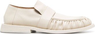 Round-Toe Ruched Leather Loafers