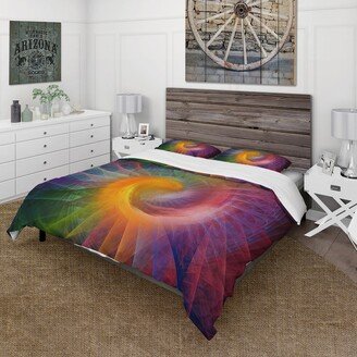 Designart 'Spiral Fractal Geometry VII' Modern Duvet Cover Set