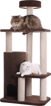 3-Level Carpeted Real Wood Cat Tree Condo