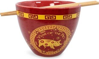 Boom Trenz Year Of The Pig Zodiac 16-Ounce Ramen Bowl and Chopstick Set