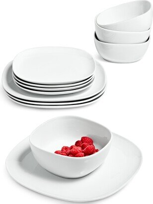 Whiteware Soft Square 12-Pc. Dinnerware Set, Service for 4, Created for Macy's