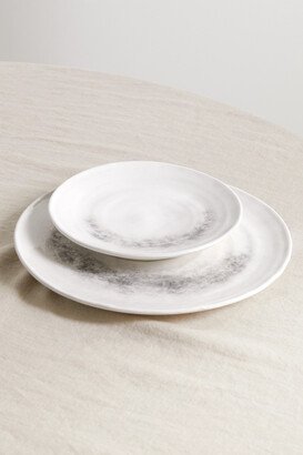 Set Of Two Glazed Ceramic Plates - Gray