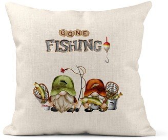 Gone Fishing Pillow, Gnome Decor, Lover Gift Couple Man Cave Log Cabin Lodge Decor 7-Sum004