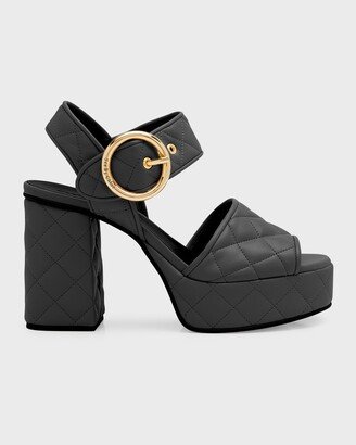 Jodie Quilted Ankle-Strap Platform Sandals