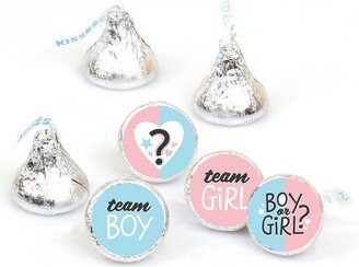 Big Dot of Happiness Baby Gender Reveal - Team Boy or Girl Party Round Candy Sticker Favors - Labels Fits Chocolate Candy (1 sheet of 108)