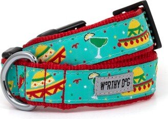 The Worthy Dog Cinco de Mayo Dog Collar - Turquoise - L