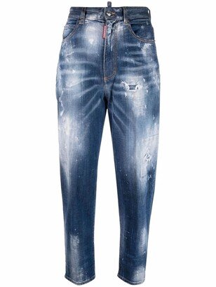 Distressed-Effect Denim Jeans-AB