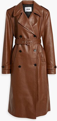 Faux stretch-leather trench coat