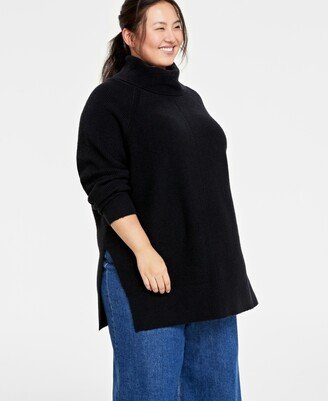 On 34th Plus Size Turtleneck Waffle-Knit Tunic Sweater, Created for Macy's