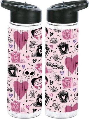 The Nightmare Before Christmas Nightmare Before Christmas Jack and Sally Hearts Pattern 24oz Plastic Water Bottle