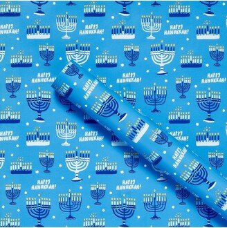 50 sq ft Happy Hanukkah and Menorah Gift Wrap - Spritz™