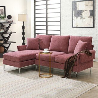 RASOO Chenille Convertible Sectional Sofa with Reversible Chaise Lounge-AA