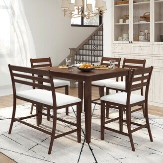 Extendable Counter Height 6-Piece Dining Table Set with Removable Leaf