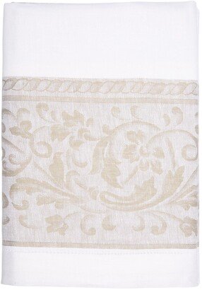 Linen 71 x 71 Versailles Tablecloth - White and Beige