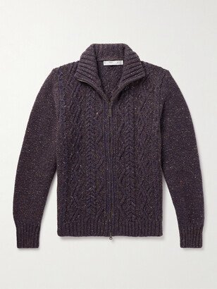 Cable-Knit Donegal Merino Wool and Cashmere-Blend Zip-Up Cardigan