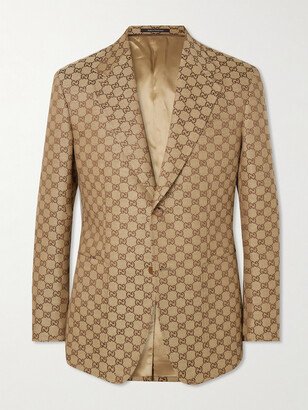 Monogrammed Linen-Blend Suit Jacket