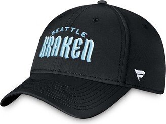 Men's Black Seattle Kraken Wordmark Flex Hat