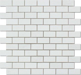 1 X 2 Thassos White Marble Honed Brick Mosaic Tile