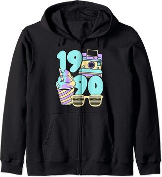 90s Throw Back Best of 1990 Best of 1990 Retro 90s Night Summer Vibes 90s Vintage Zip Hoodie