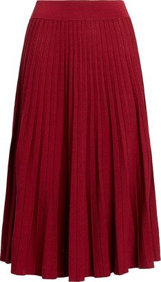 Pleated Cotton-Blend Midi-Skirt