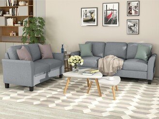 EDWINRAYLLC 2 Pieces Sectional Flared Arms Fabric Couch with Loveseat Sofa and 3-Seat Sofa Upholstered Couch for Livingroom, Office