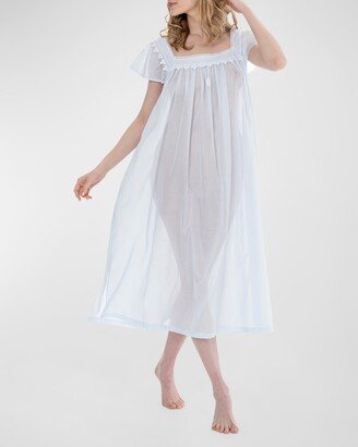 Celestine Elyse 2 Ruched Square-Neck Cotton Nightgown