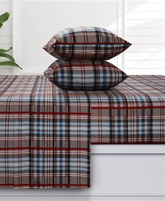 Azores Home Brentwood Plaid 170-gsm Flannel Extra Deep Pocket 4 Piece Sheet Set, Full