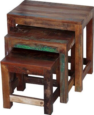 3pc Reclaimed Wood Nesting Tables Natural - Timbergirl