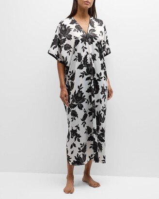 Mantilla Floral-Print Kimono-Sleeve Caftan