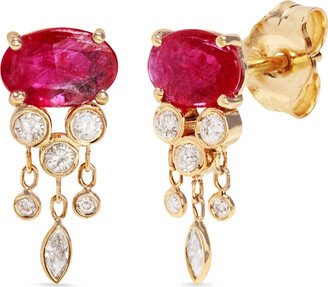 CELINE DAOUST Ruby and Diamond Jellyfish Yellow Gold Earrings