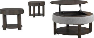 Yoel 3 Piece Coffee Table and End Table Set. Gray and Brown Finish