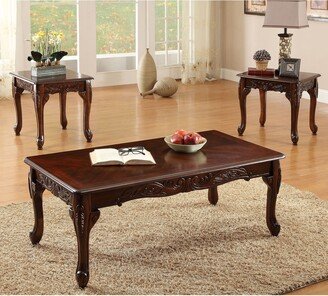 Mariefey Traditional Solid Wood 48-inch 3-Piece Coffee and and Side Table Set