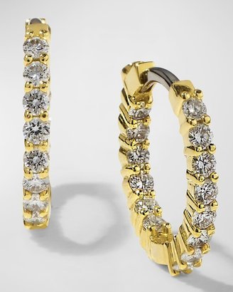 16mm Yellow Gold Diamond Huggie Hoop Earrings, .76ct