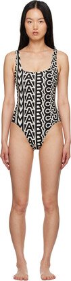 Black & Beige 'The Monogram One-Piece Swimsuit' Swimsuit