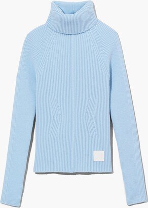 The Ribbed Turtleneck - Blue