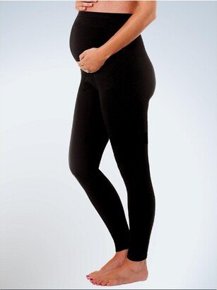 Maternity Support Leggings - Patented Back Support in Jet Black, Size: X Large