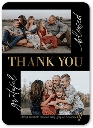 Thank You Cards: Blessed Fringe Thank You Card, Black, 5X7, Standard Smooth Cardstock, Rounded