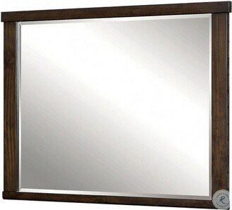 Rectangular Wooden Frame Mirror with Mounting Hardware, Walnut Brown