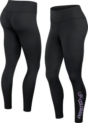 Women's Branded Black Colorado Rockies Wordmark Stack Leggings