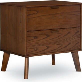 Contemporary Home Living 27 Brown Two Drawer Nightstand with Bronze Pulls