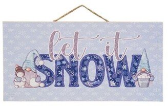 Icy Blue Let It Snow Gnomes Hanging Sign - 6 high by 12 wide by .5 deep.