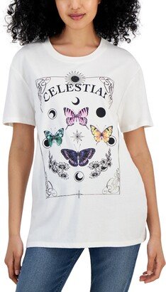 Juniors' Celestial Butterfly Boyfriend T-Shirt