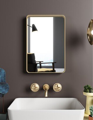 Calnod Metal Rectangles Wall Mirror, Gold Edge, 28x18 Inch