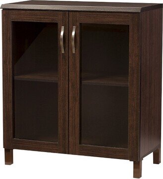 Sintra Modern and Contemporary Sideboard Storage Cabinet with Glass Doors - Dark Brown