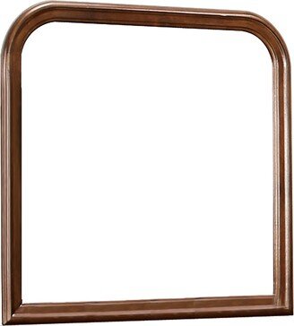 Arched Molded Design Wooden Frame Mirror, Cherry Brown and Silver