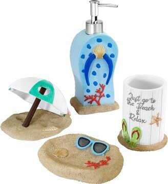 Beach Mode 4 Pc Bath Accessory Set - Multicolor