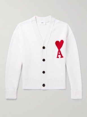 Logo-Intarsia Merino Wool Cardigan