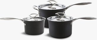 Style Hard Anodised 3 Piece Saucepan Set